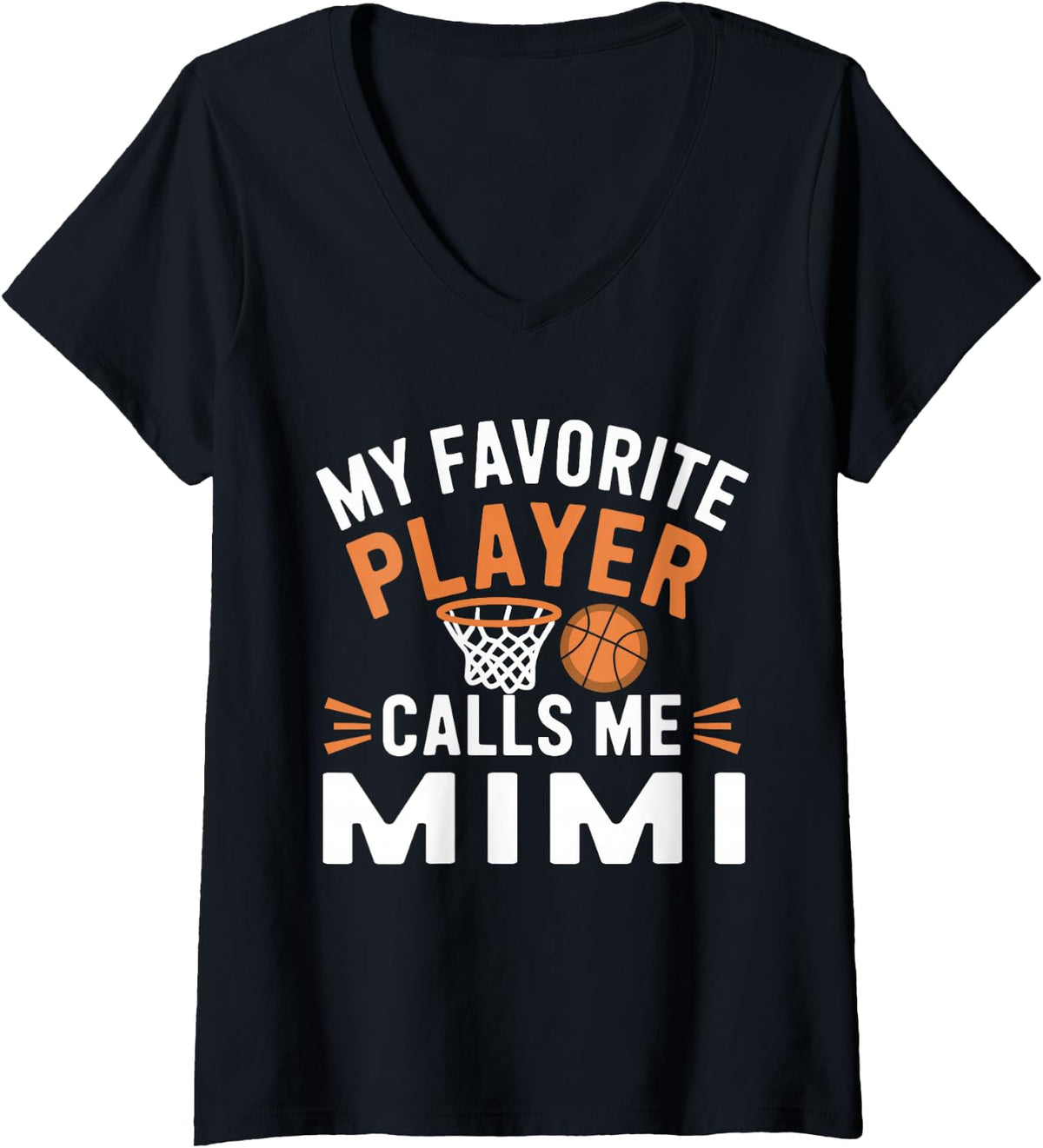 Women's My Favorite Player Calls Me Mimi Basketball V-Neck T-Shirt - Black