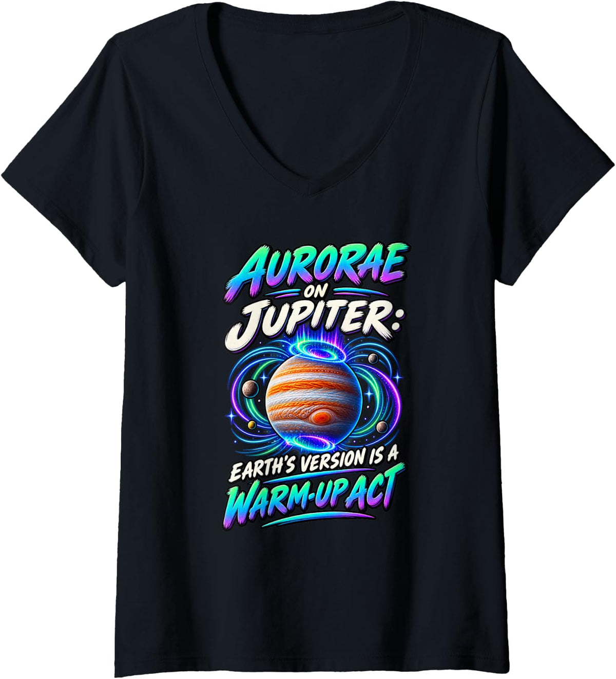 Women's Jupiter Science Teachers Astronomy Shirt V-Neck T-Shirt - Black