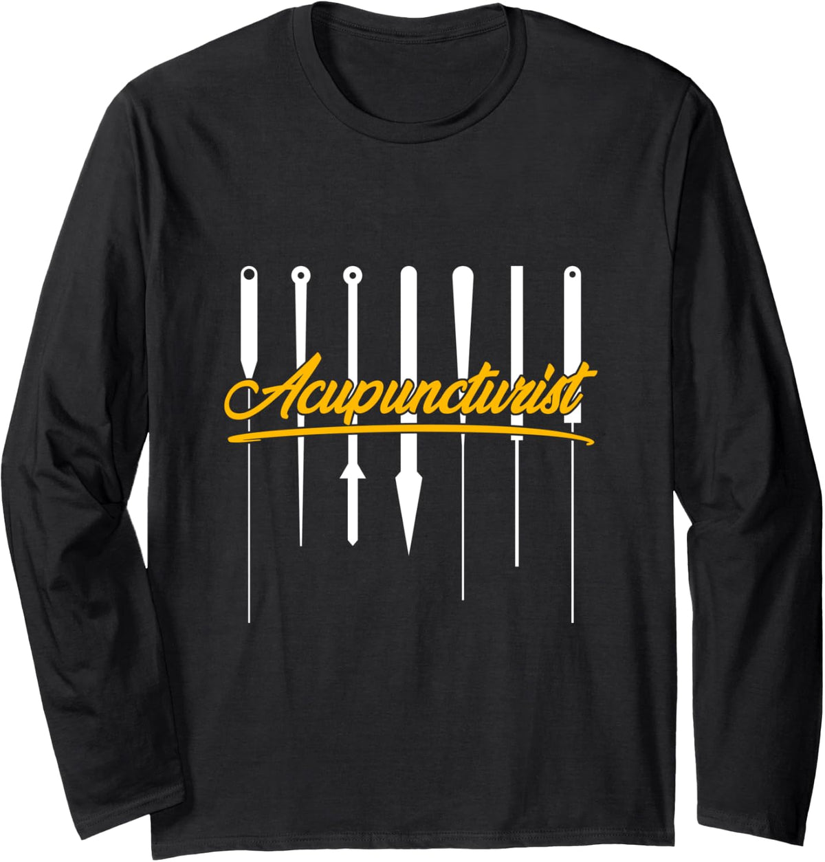 Retro Acupuncturist Acupuncture Needles Expert Graphic Long Sleeve T-Shirt - Adult Unisex Black
