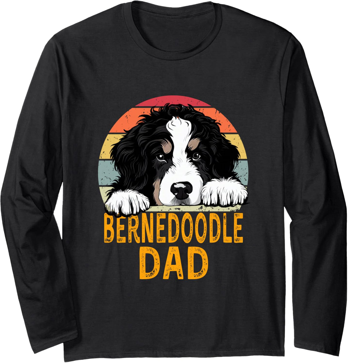Bernedoodle Dog Dad Funny Retro My Dogs are My Cardio Long Sleeve T-Shirt - Adult Unisex Black