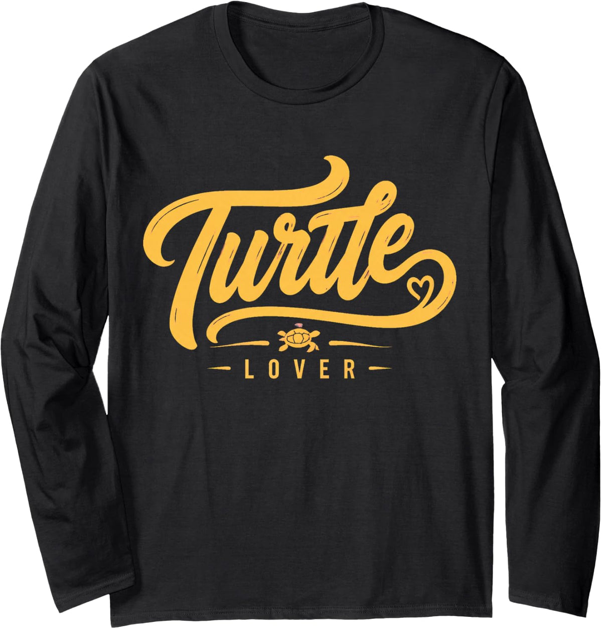 Turtle Lover Retro Brush Signature Art Long Sleeve T-Shirt - Adult Unisex Black