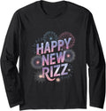 Happy New Rizz Gen Alpha Funny New Year Long Sleeve T-Shirt - Adult Unisex Black
