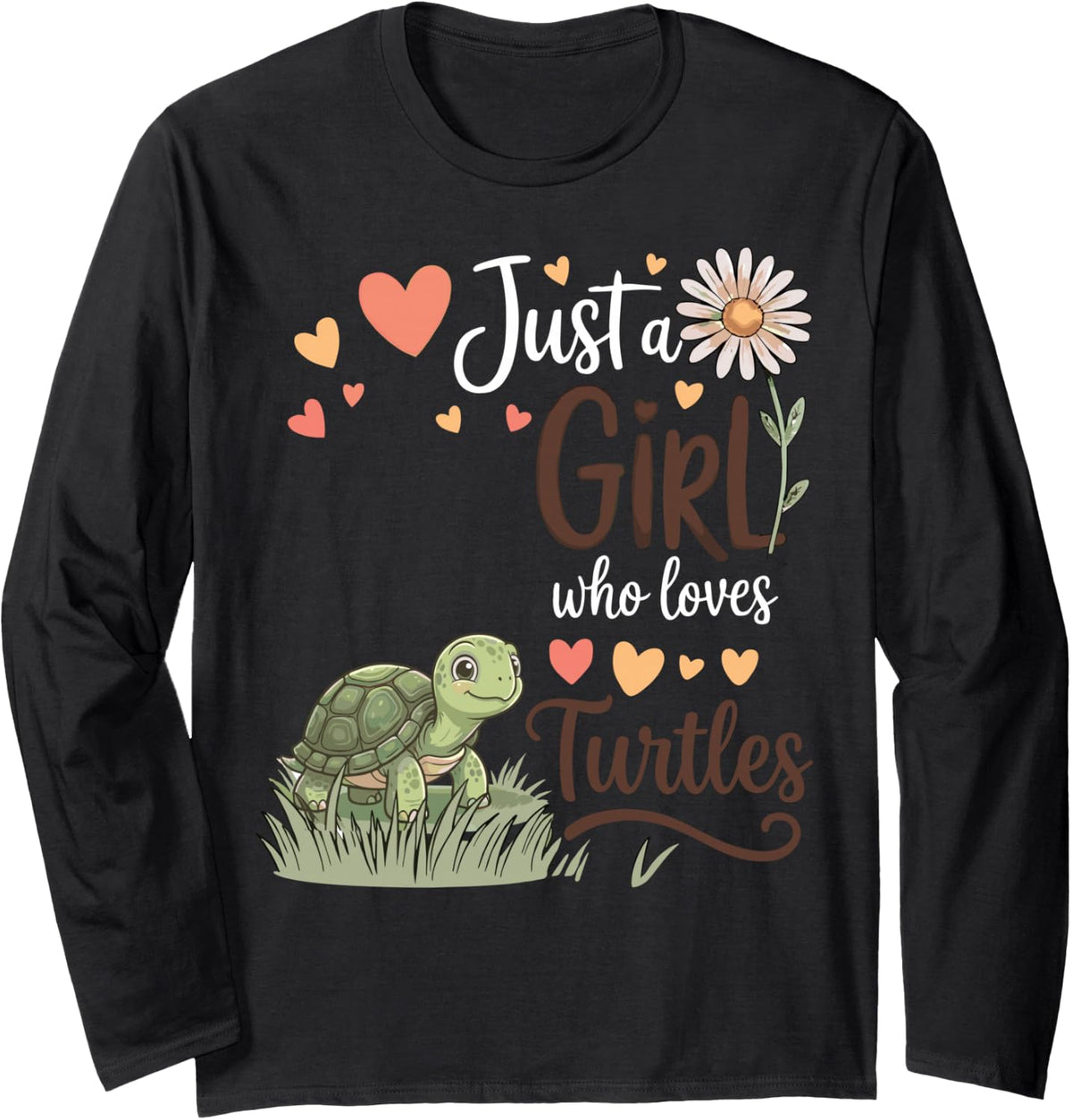 Just A Girl Who Loves Turtles Cute Turtle Women Girls Kids Long Sleeve T-Shirt - Adult Unisex Black
