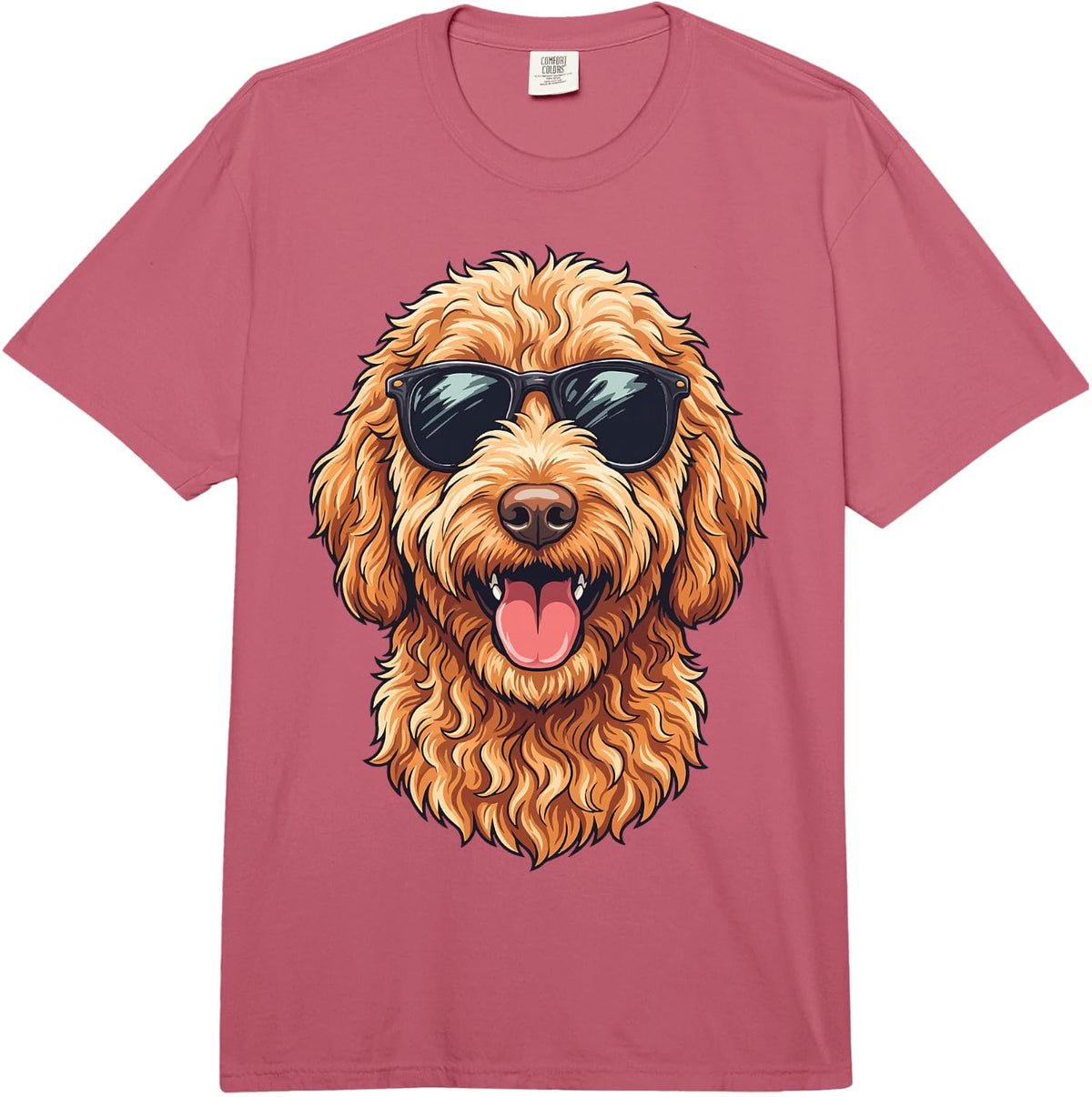 Goldendoodle Sunglasses Comfort Colors Adult Heavyweight T-Shirt - Adult Unisex Raspberry Red