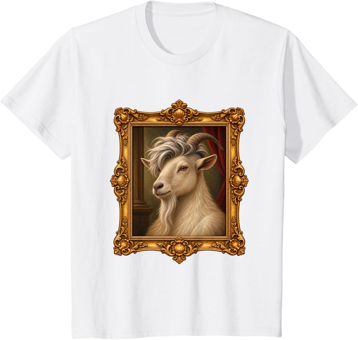 Goat Silver Undercut Funny Animal Portrait T-Shirt - White