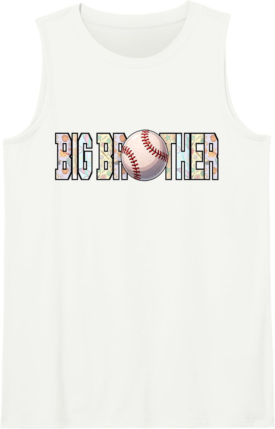 Big Brother Baseball Bro of The Birthday Party Sleeveless Tank Top - White