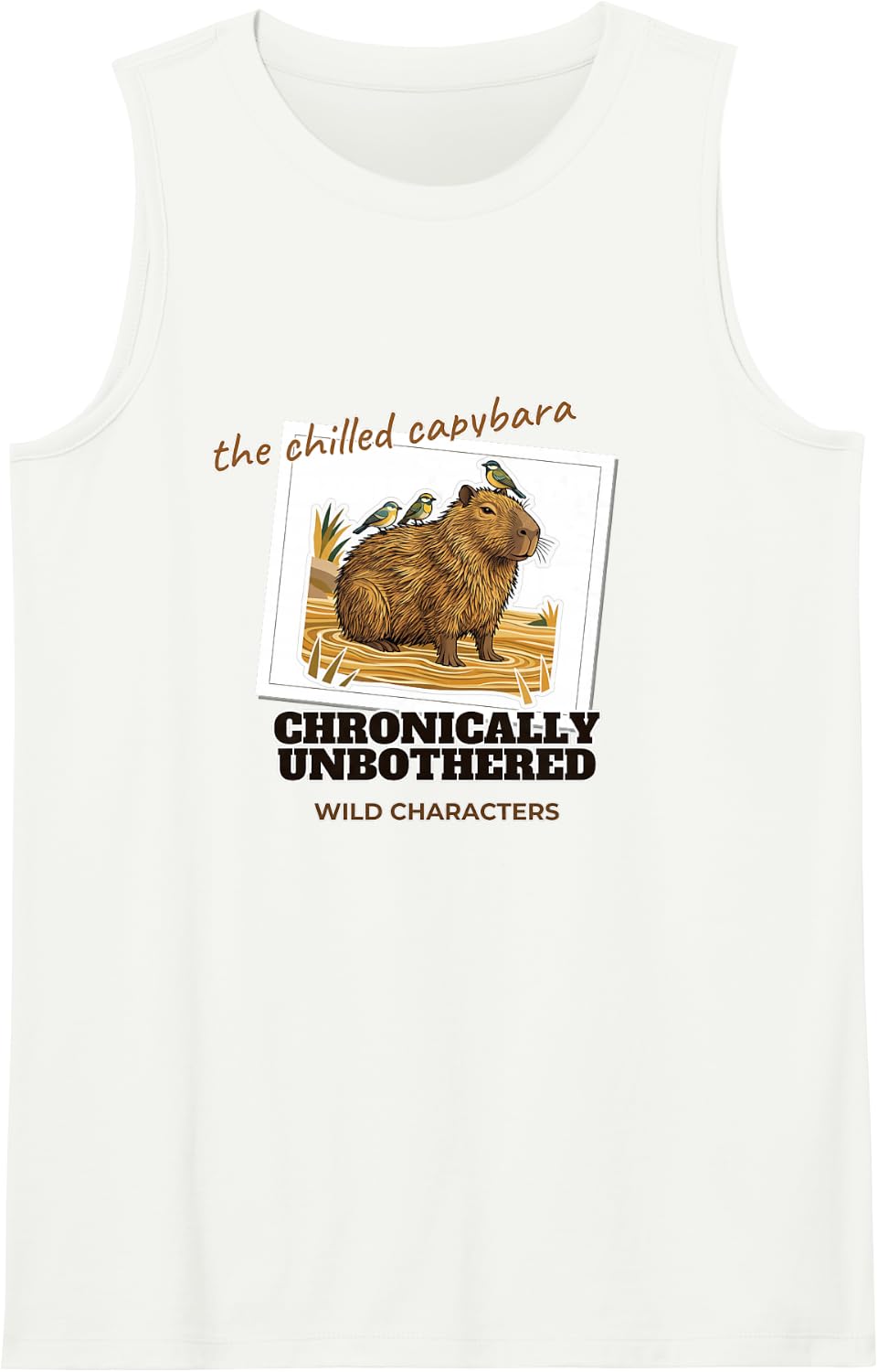Chronically Unbothered Funny Capybara Sleeveless Tank Top - White