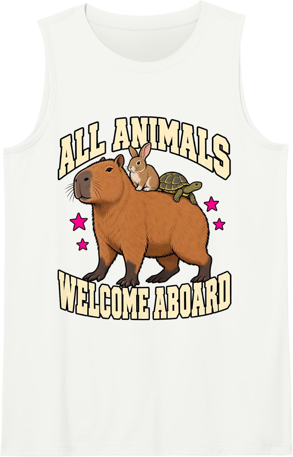 Capybara All Animals Welcome Aboard Friends Chill Fan Humor Sleeveless Tank Top - White