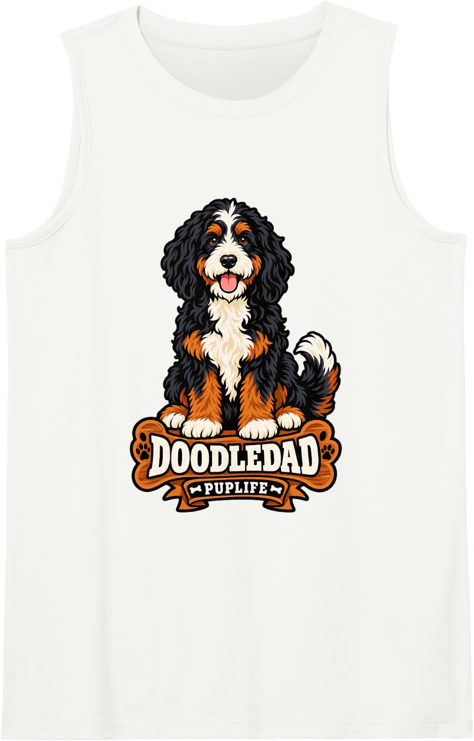 Bernedoodle Berner Doodle Dad Dog Lover Tricolor Pup Gift Sleeveless Tank Top - White