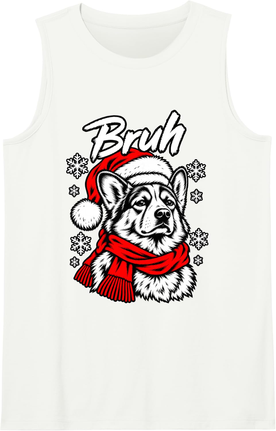Bruh Unamused Pembroke Welsh Corgi Christmas Dog Tee Sleeveless Tank Top - White