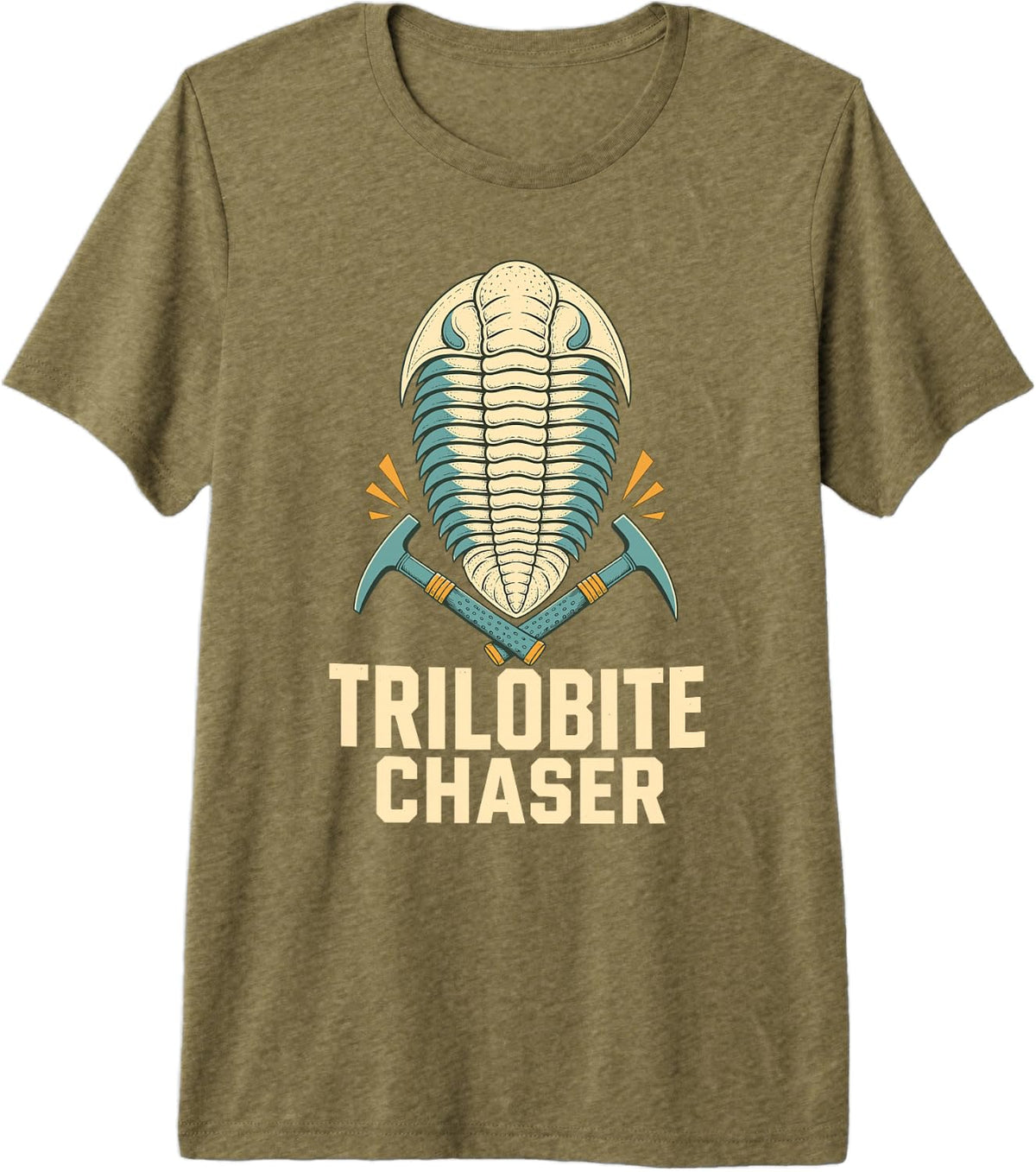 Trilobite Chaser Geology Fossil Rock Hammer Premium Tri-Blend T-Shirt - Olive Green
