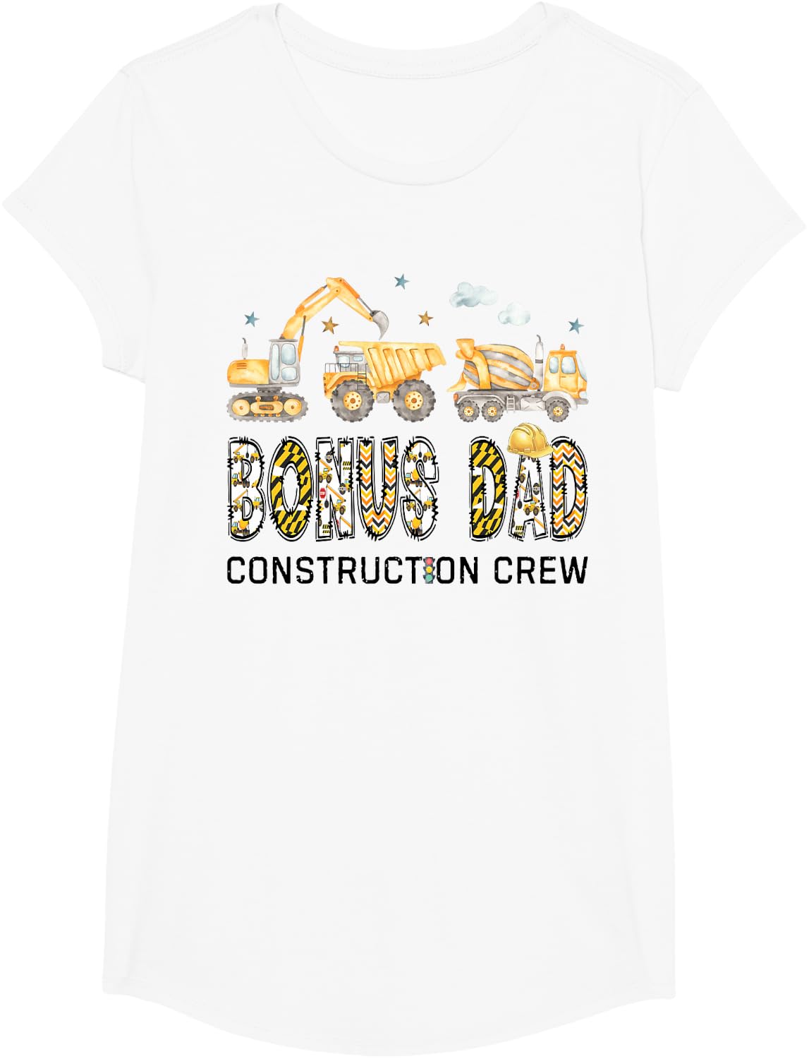Bonus Dad Construction Crew Excavator Birthday Boy Party T-Shirt - Girls White