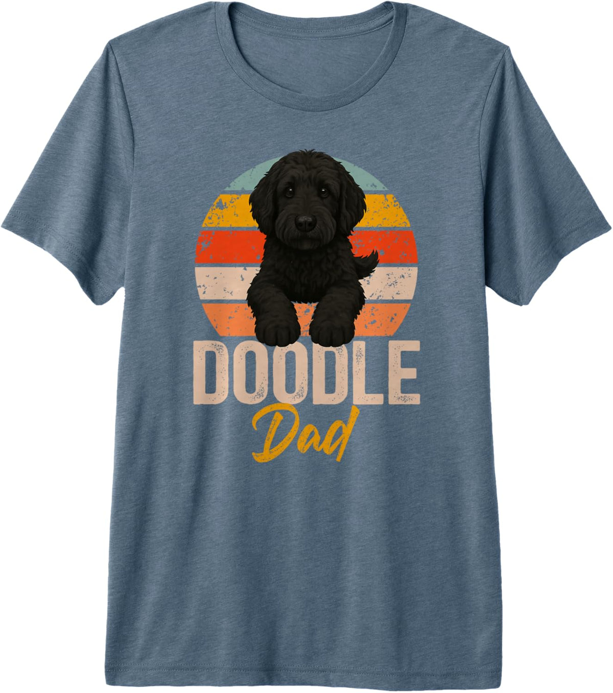 Mens Black Goldendoodle Dad Retro Black Doodle Owner Premium Tri-Blend T-Shirt - Slate Grey