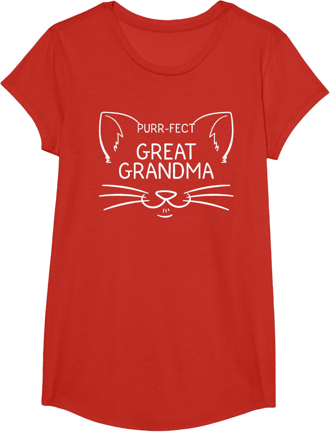 Purr-fect Great Grandma Funny Granduncle Cat Lover Owner T-Shirt - Girls Red