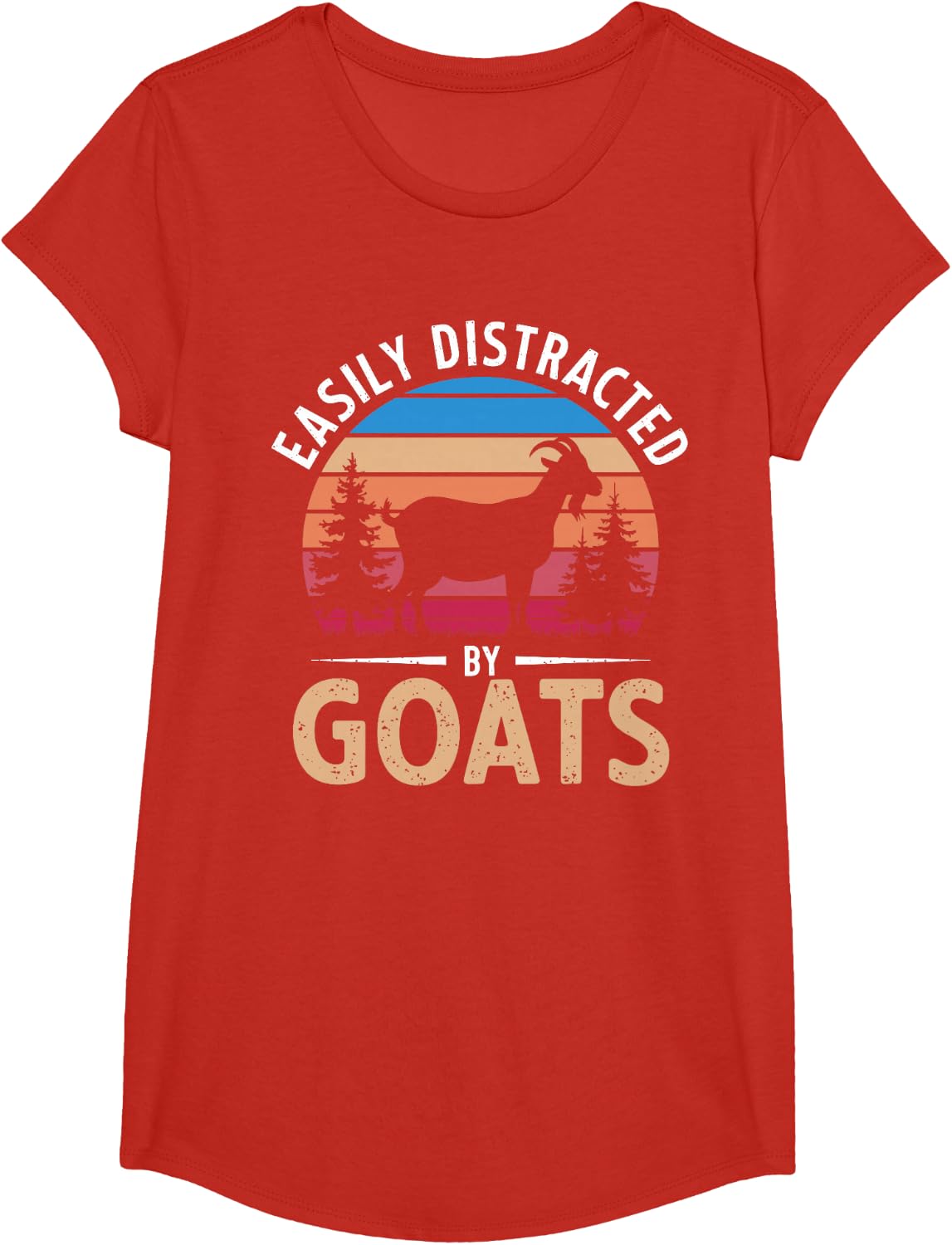 Funny Goat Design Men Women Kid Farm Animal Pygmy Goat Lover T-Shirt - Girls Red