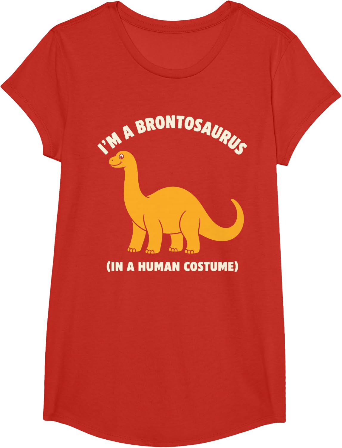 Brontosaurus Design for Men Women Kids Long-Neck Dinosaur T-Shirt - Girls Red
