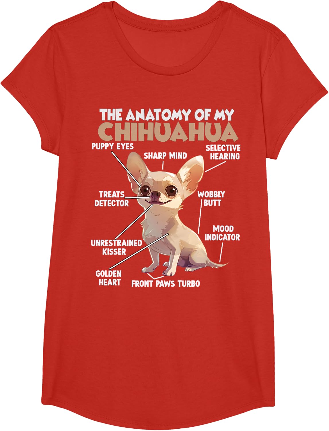 Chihuahua Dog Owner T Chihuahua Anatomy Walk T-Shirt - Girls Red