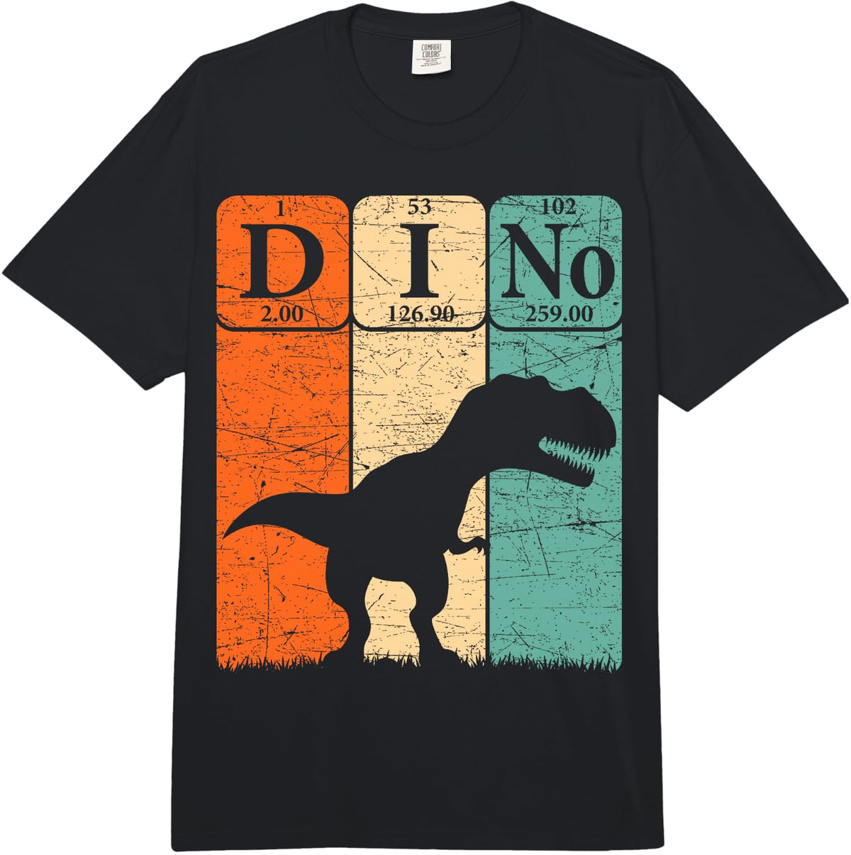 Dinosaur Periodic Table Elements T Rex Dino Palaeontologist Comfort Colors Adult Heavyweight T-Shirt - Adult Unisex Black