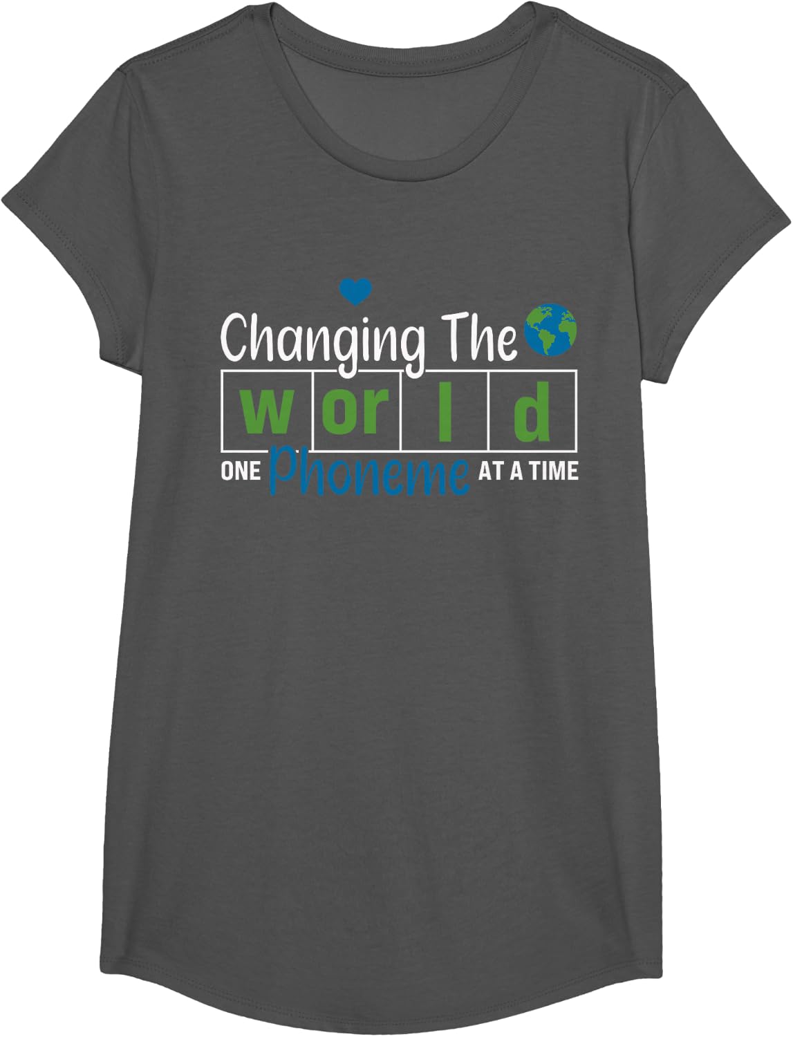 Changing The World One Phoneme At A Time Dyslexia Teacher T-Shirt - Girls Asphalt Grey