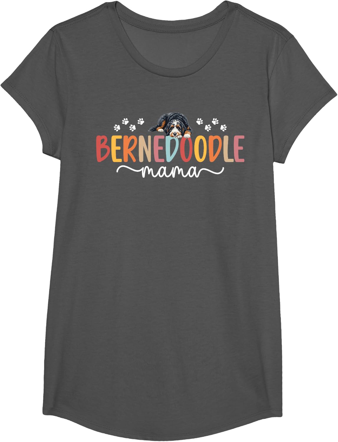 Bernedoodle Mama Boho Bernedoodle Owner Bernedoodle Lover T-Shirt - Girls Asphalt Grey