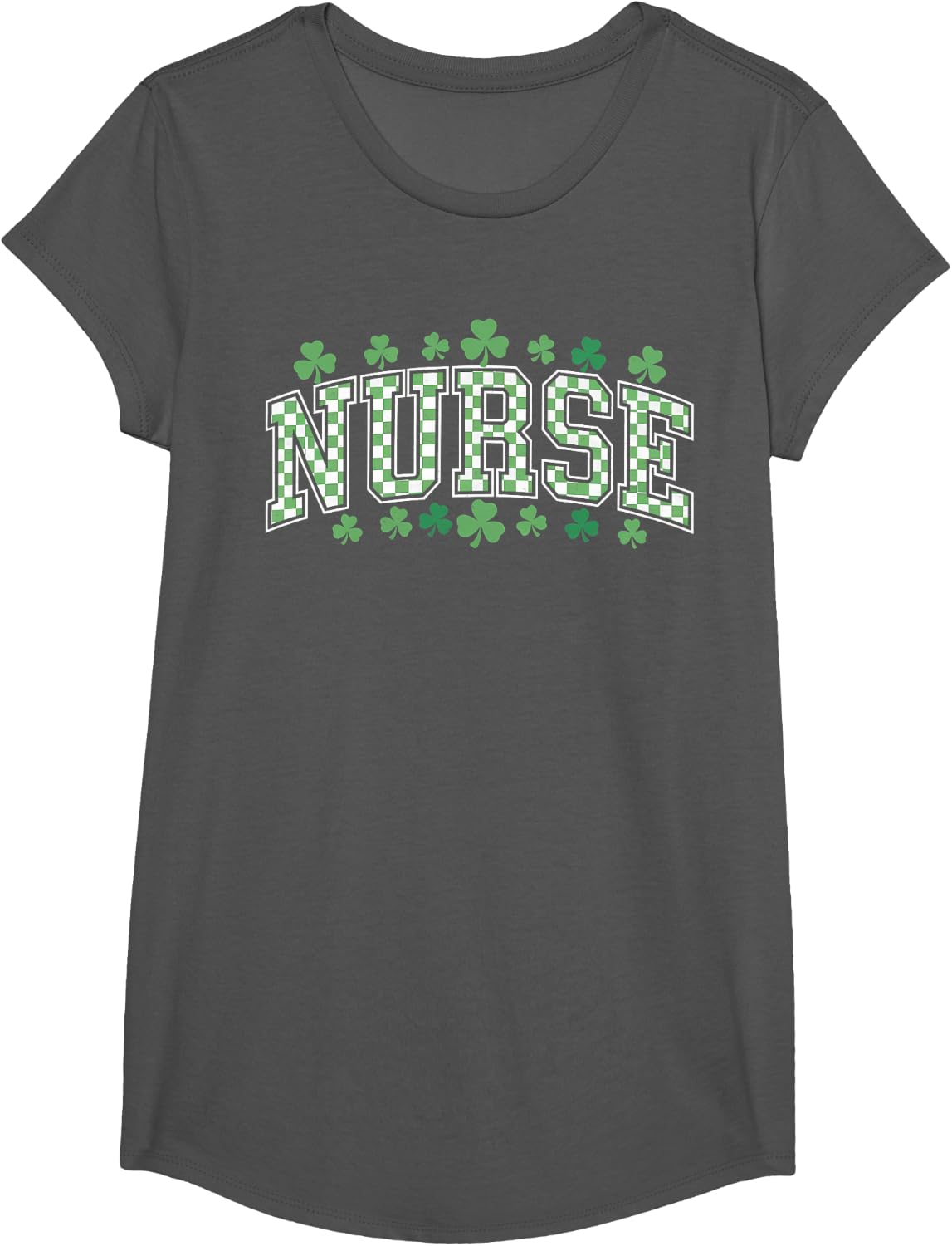 Shamrock Nurse Appreciation Design - St Patrick's Day Nurse T-Shirt - Girls Asphalt Grey