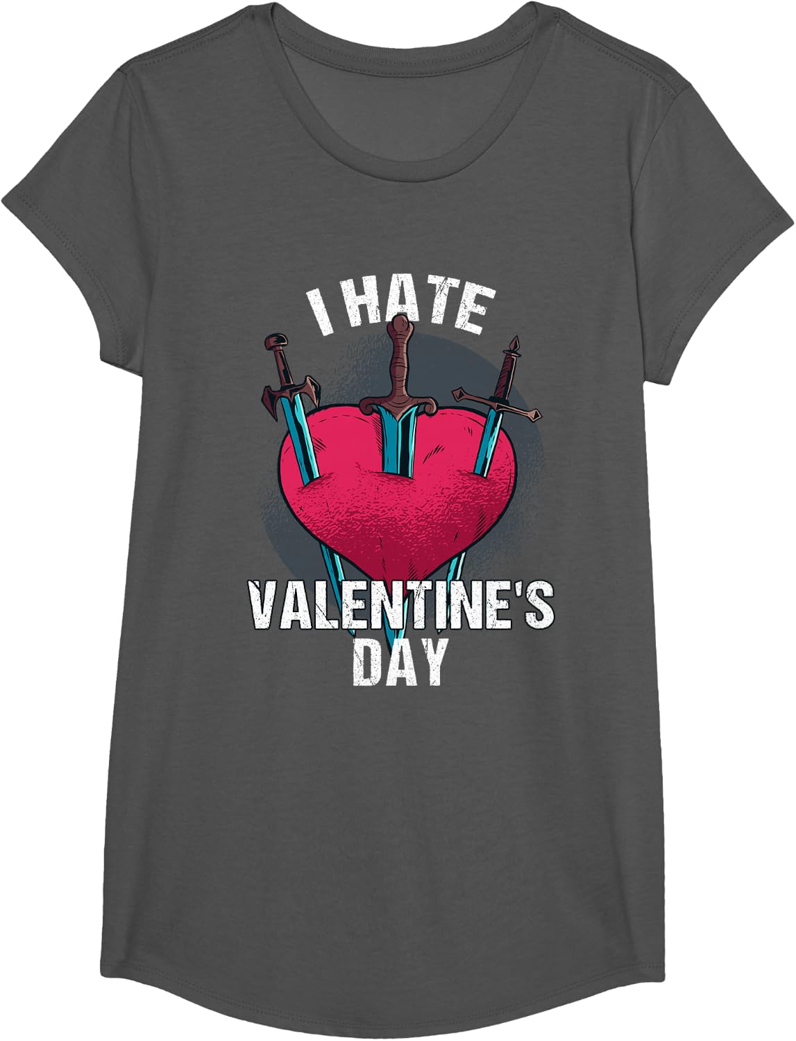 Bitterer Anti Herztag Hater I Hate Valentine's Day 14 February T-Shirt - Girls Asphalt Grey