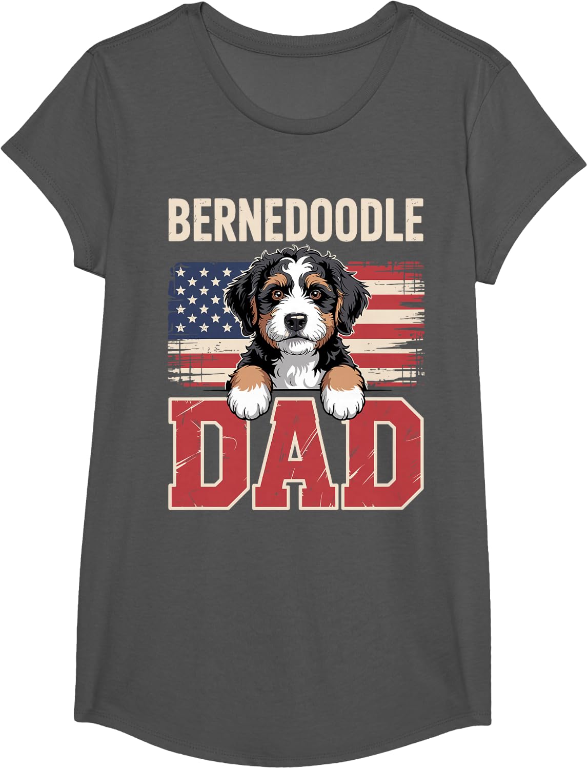 Cool Bernedoodle Dad Art for Men Boys Bernedoodle Dad Lover T-Shirt - Girls Asphalt Grey