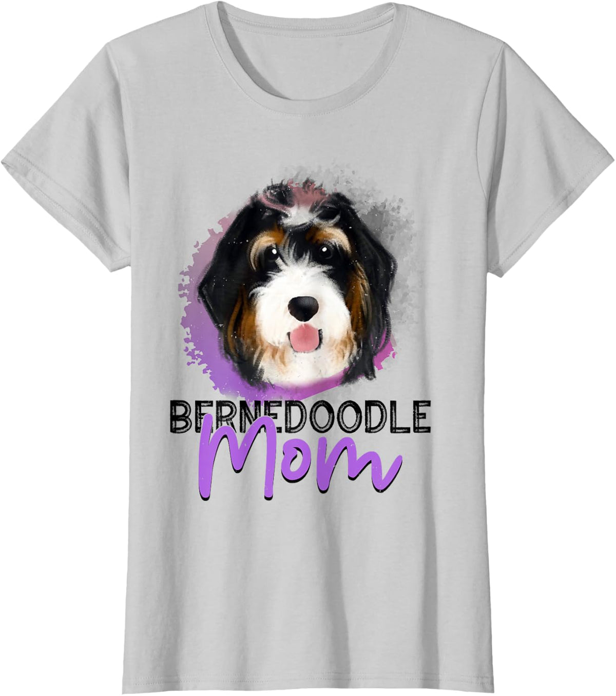 Watercolor Bernedoodle Mom Doodle Lover Gift T-Shirt - Silver Grey