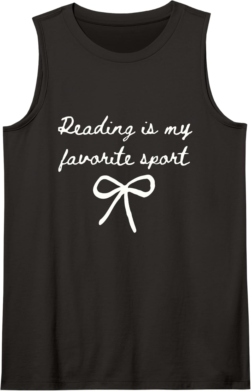 Reading is My Favorite Sport Coquette Bow Bookworm Sleeveless Tank Top - Black