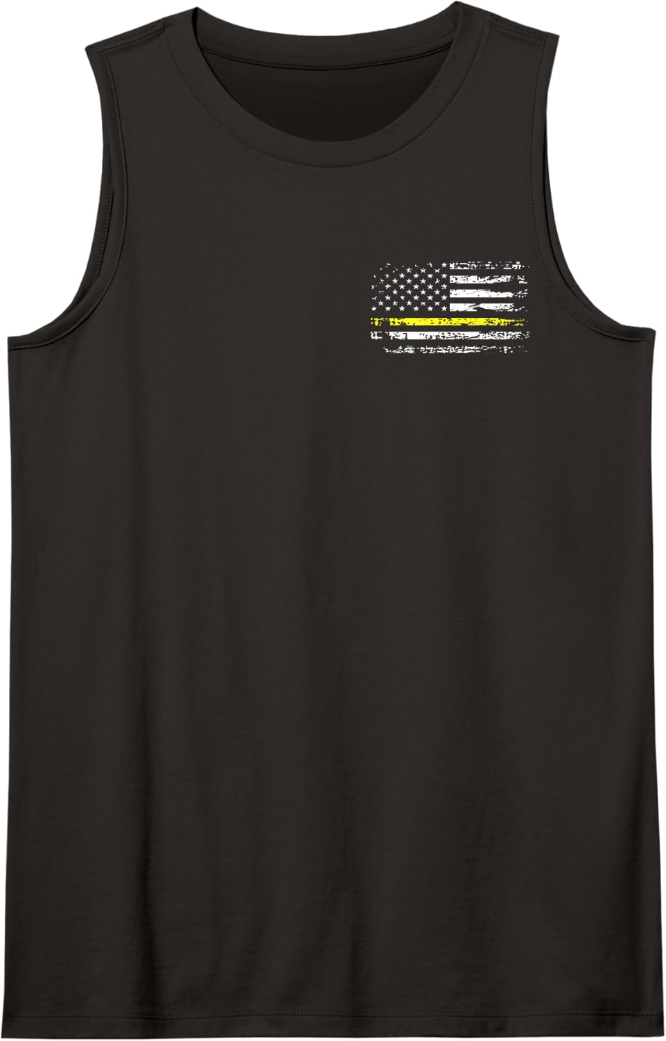 911 Dispatcher Shirt American Flag Thin Yellow Line Sleeveless Tank Top - Black