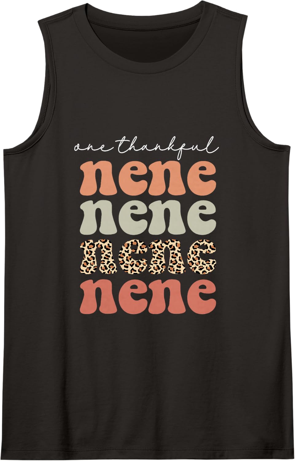 One Thankful Nene Autumn Tree Fall Leaves Thanksgiving Sleeveless Tank Top - Black