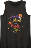 Beads and Bling Its A Mardi Gras Party Alcohol Drinking Sleeveless Tank Top - Black