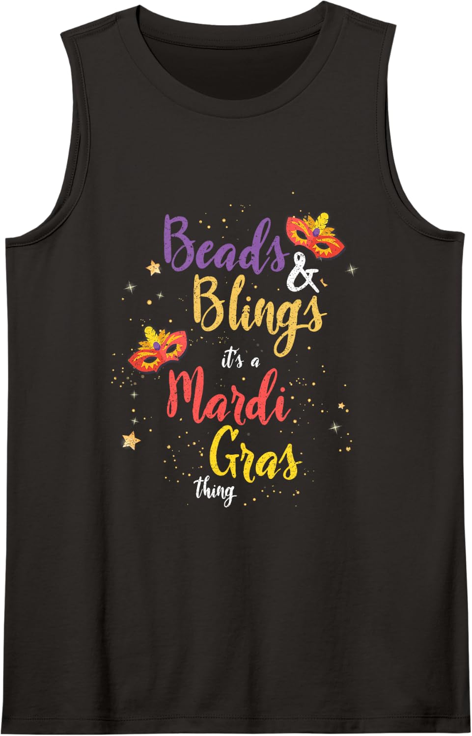 Beads and Bling Its A Mardi Gras Party Alcohol Drinking Sleeveless Tank Top - Black