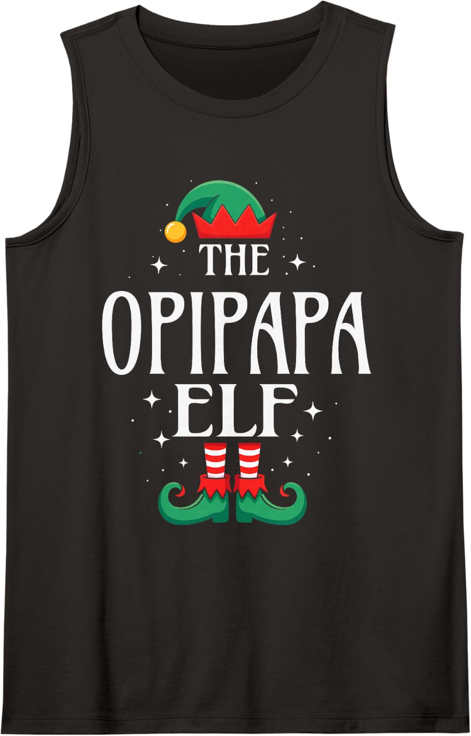 The Opipapa Elf Funny Christmas Grandpa Matching Family Sleeveless Tank Top - Black