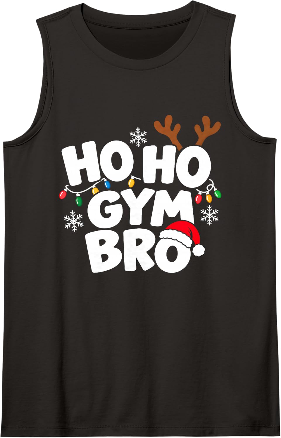 Ho Ho Gym Bro Christmas Workout Fitness Gym-goer Sleeveless Tank Top - Black