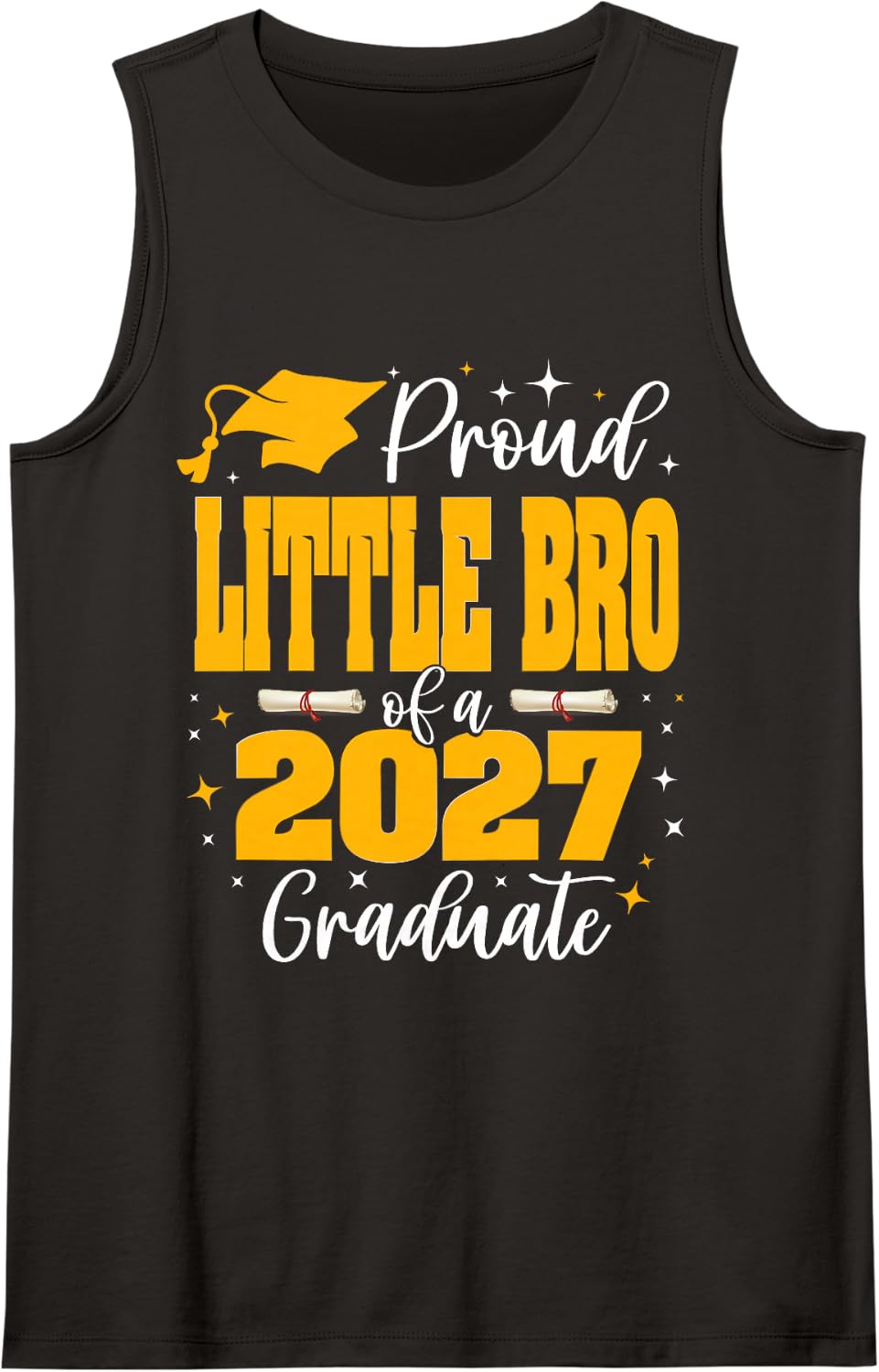 Proud Little-Bro of a Class of 2027 Graduate Graduation Sleeveless Tank Top - Black
