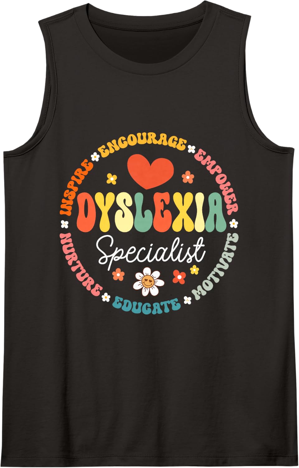 Dyslexia Specialist School Support Team Teacher Reading Sleeveless Tank Top - Black