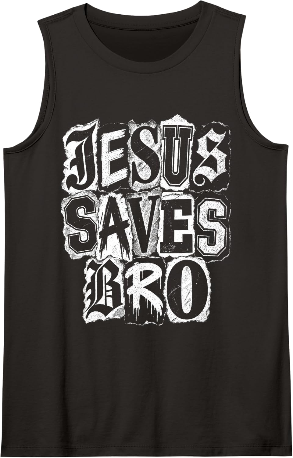 Jesus Saves Bro Funny Christian Streetwear Retro Grunge Sleeveless Tank Top - Black