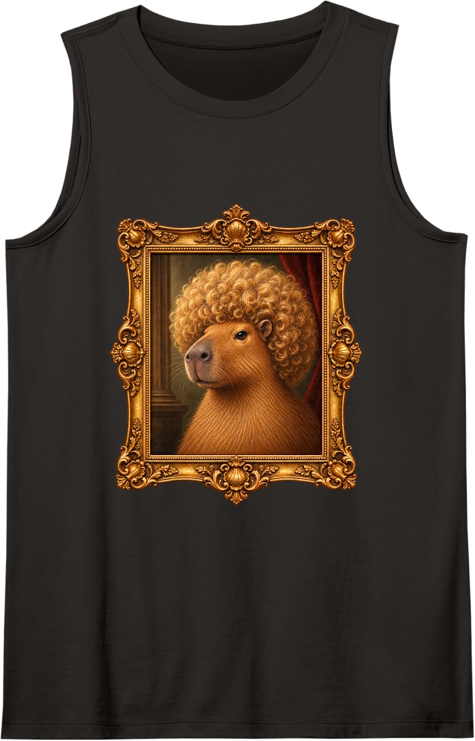 Capybara Blonde Afro Funny Animal Portrait Sleeveless Tank Top - Black