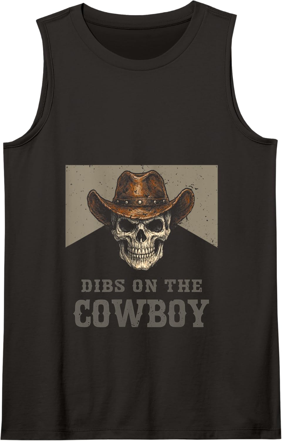 Vintage Dibs On The Cowboy Skull Western Rodeo Country Tank Top - Black