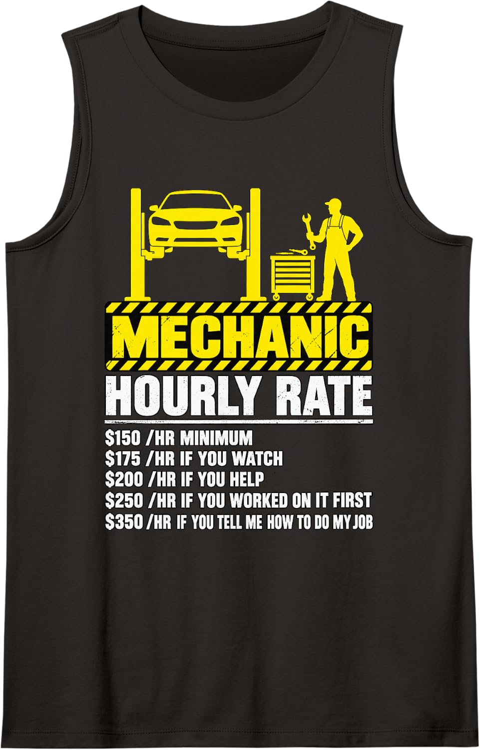 Mechanic Hourly Rate Funny Auto Repair Car Men Sleeveless Tank Top - Black