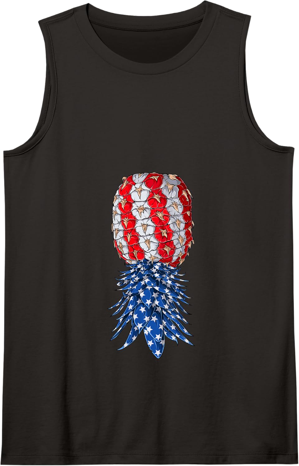 July Patriotic Red White Blue Upside Down Pineapple Swinger Tank Top - Black
