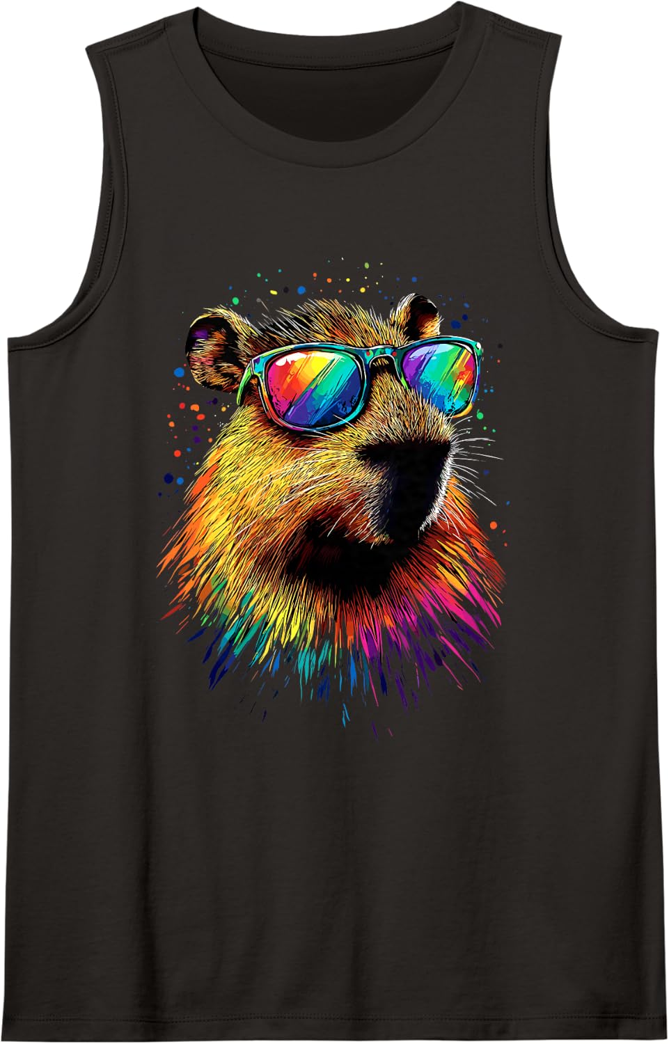 Capybara with Sunglasses Colorful Popart Rodent Capybara Tank Top - Black