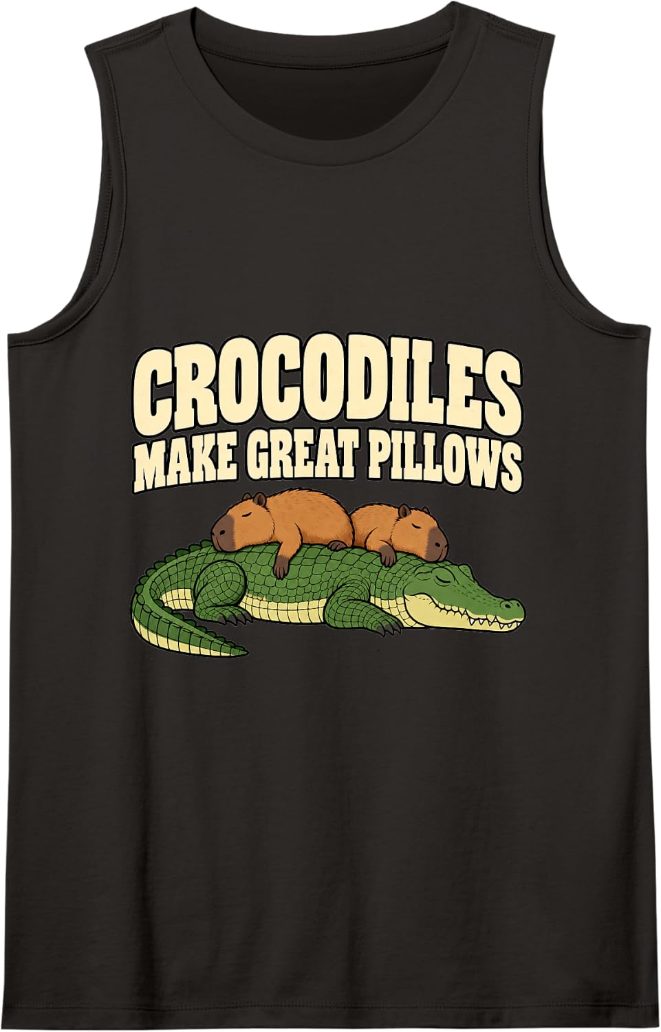 Capybara Crocodiles Make Great Pillows Rodent Lover Funny Sleeveless Tank Top - Black