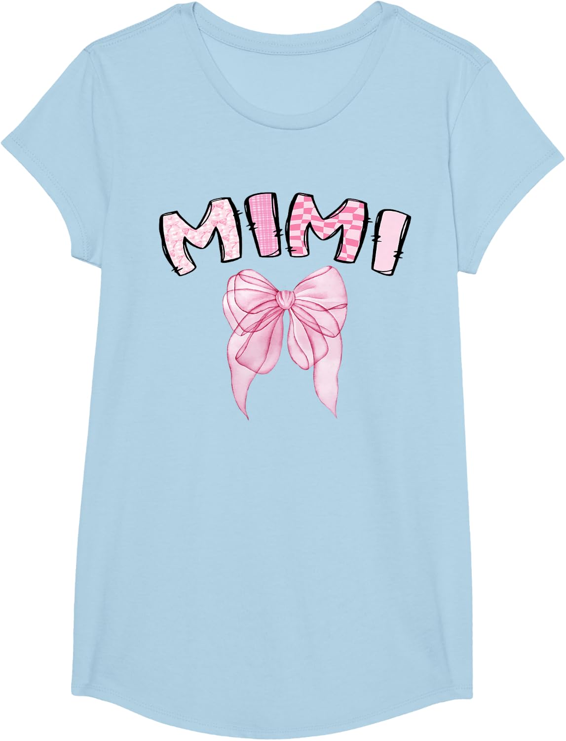 Mimi Birthday Squad Matching Coquette Bow Family Party T-Shirt - Girls Baby Blue
