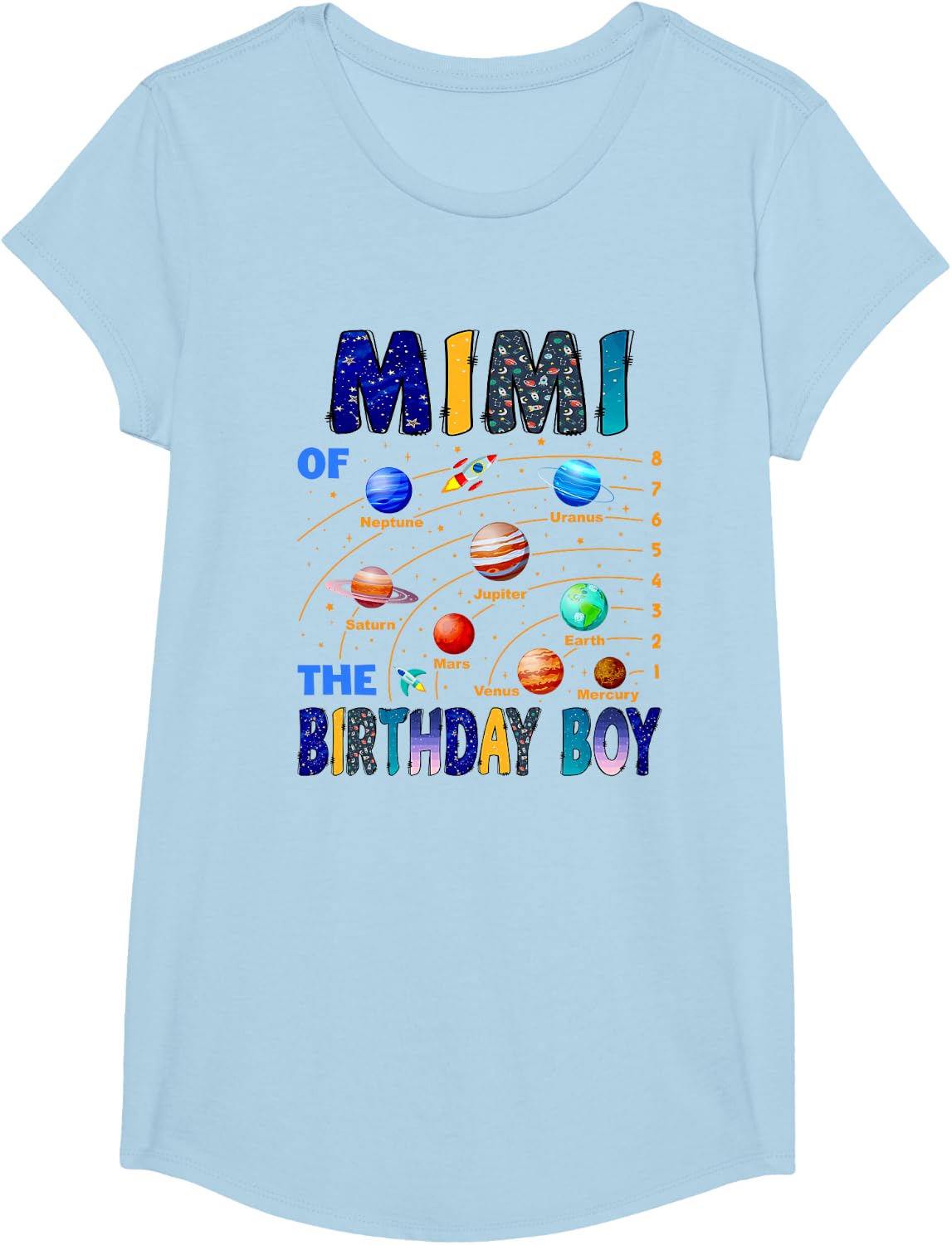 Mimi of The Birthday Boy Space Astronaut Family Matching T-Shirt - Girls Baby Blue
