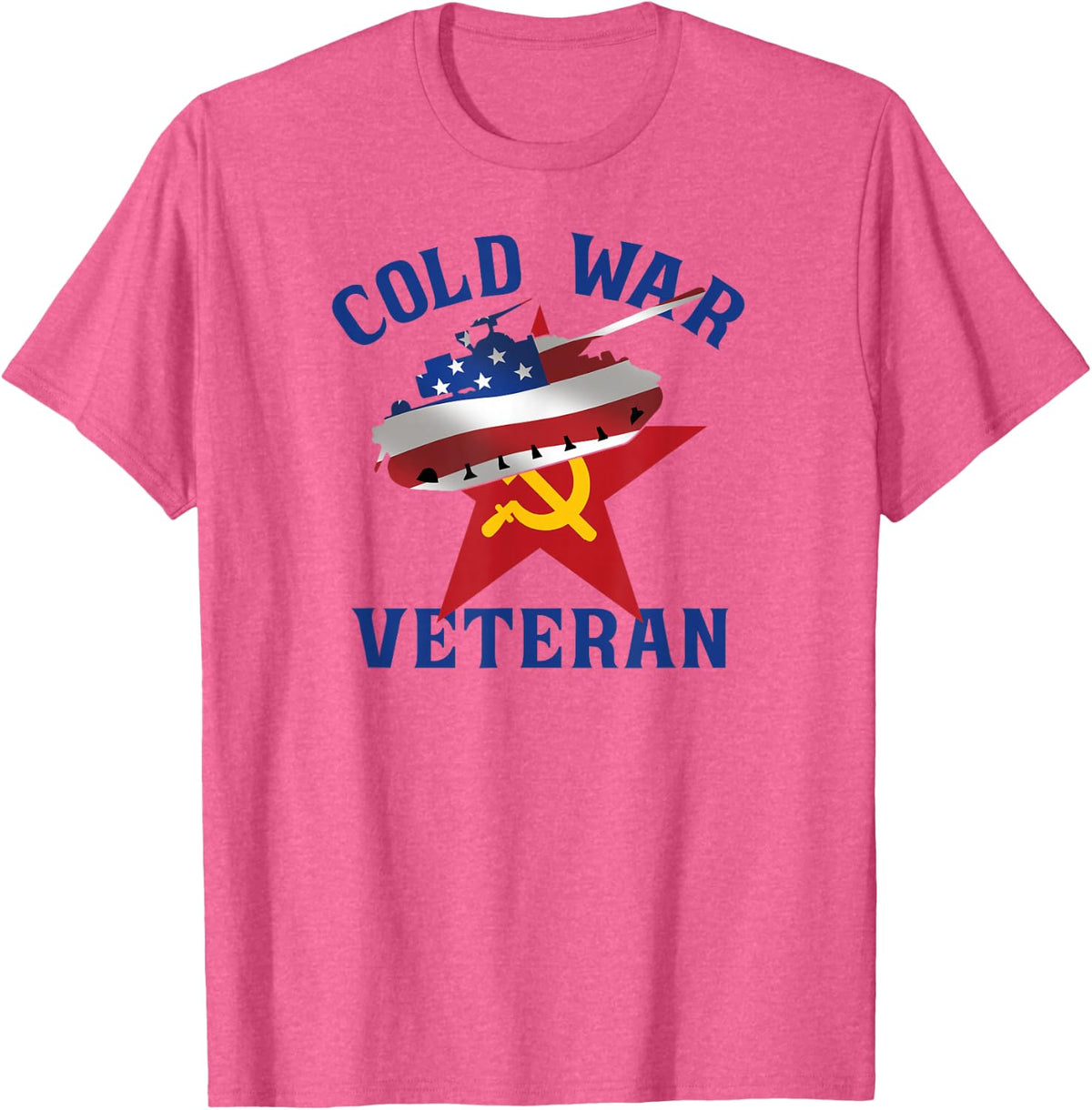 Proud Cold War Veteran US Flag Patriotic Military T-Shirt - Pink Heather