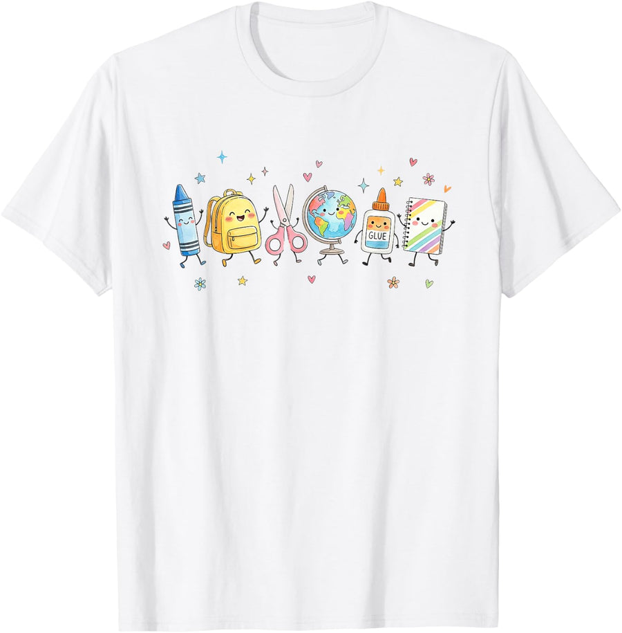 Back to School Supplies First Day of School Teacher Student T-Shirt - White