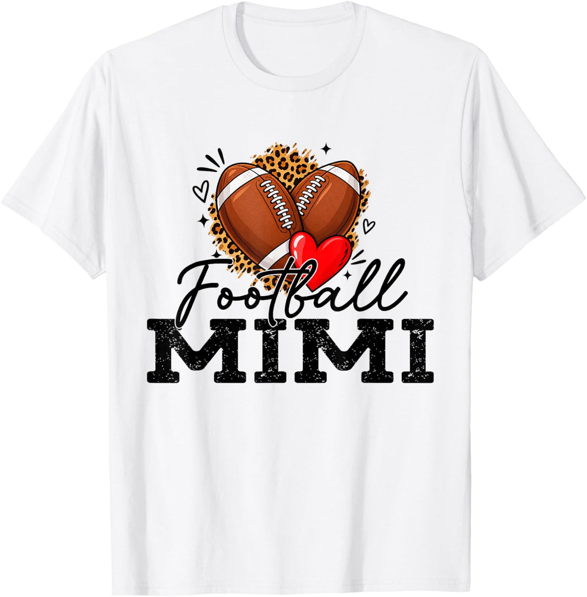 Football Mimi Leopard Football Player Family Matching T-Shirt - White