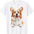 Pembroke Welsh Corgi Dog Graphic Pet Art Blue Eyes T-Shirt - White